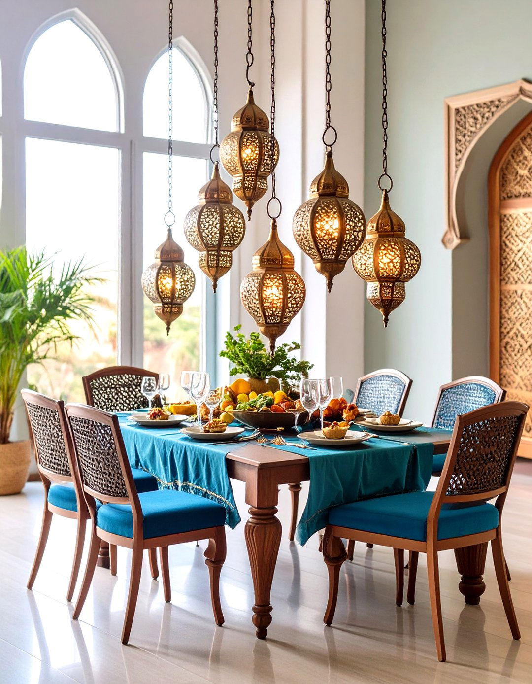 Moroccan Style Hanging Lantern Cluster - 24 Lantern Centerpiece Ideas