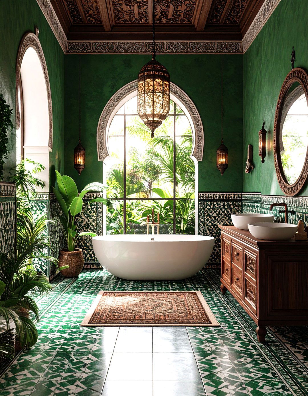 Moroccan Tile Inspiration - 24 black, white and green bathroom ideas