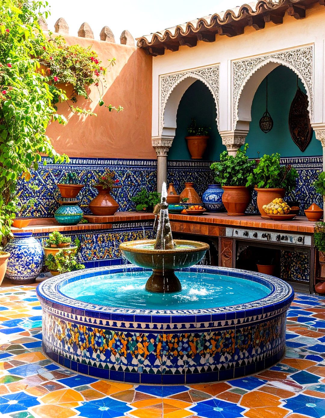 Moroccan Tile and Adobe Fusion - 24 Rustic Outdoor Kitchen Ideas
