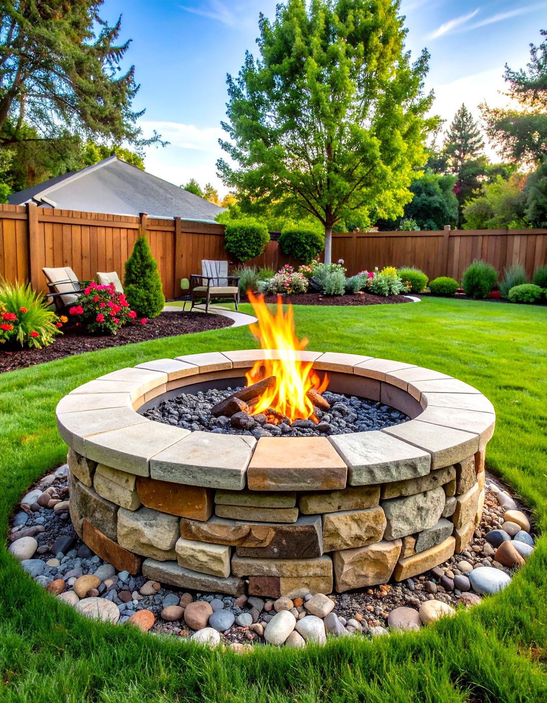 Mortared Fieldstone Fire Pit - 24 Rustic Fire Pit Ideas