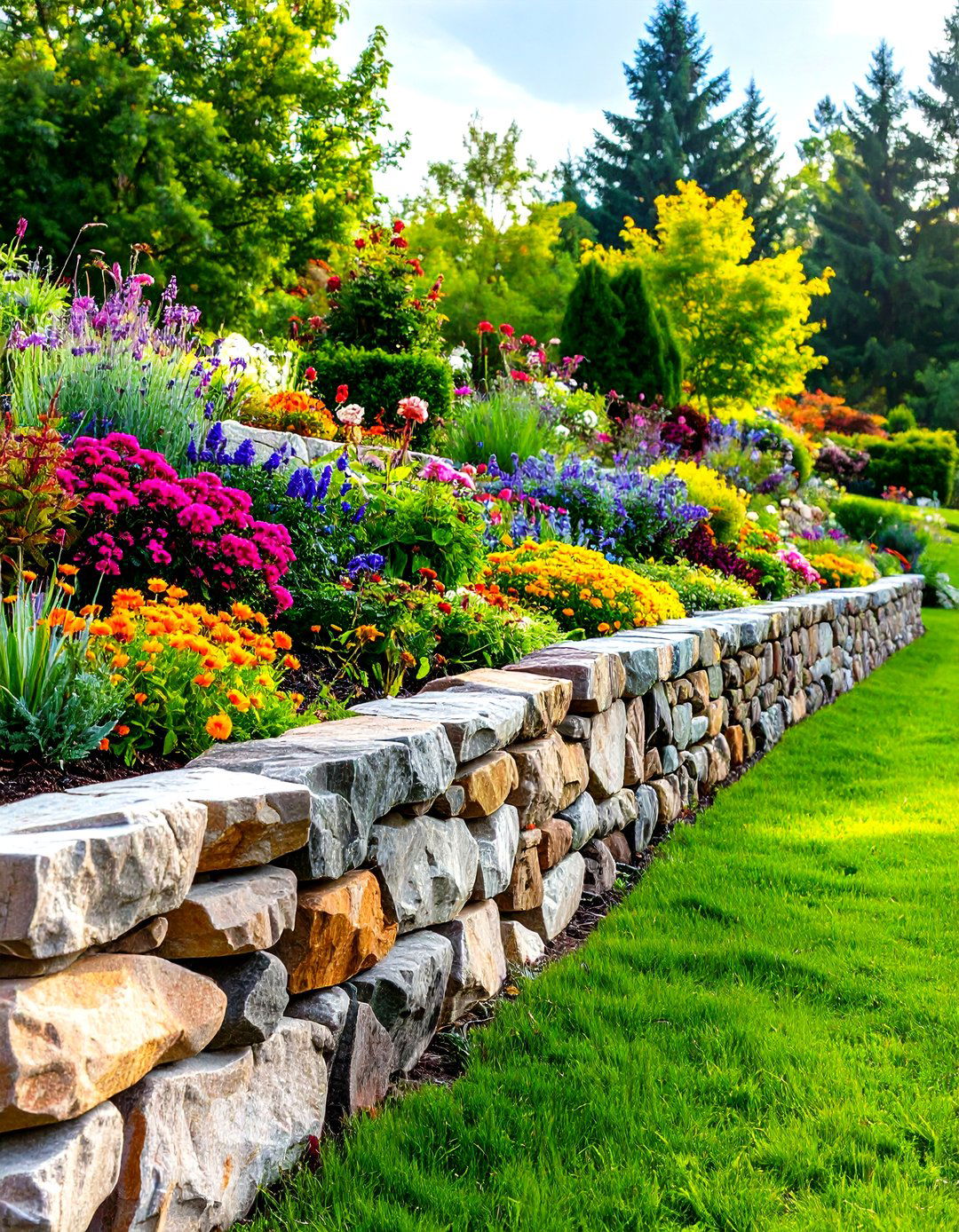 Mortarless Stone Retaining Wall - 24 Inexpensive Retaining Wall Ideas