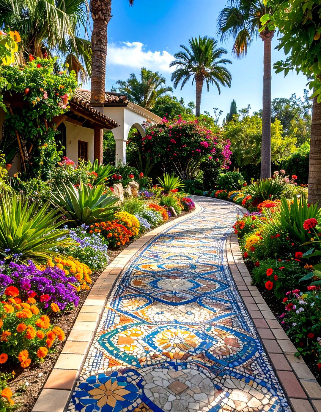 Mosaic Artistic Pattern Edging - 24 Gravel Driveway Edging Ideas