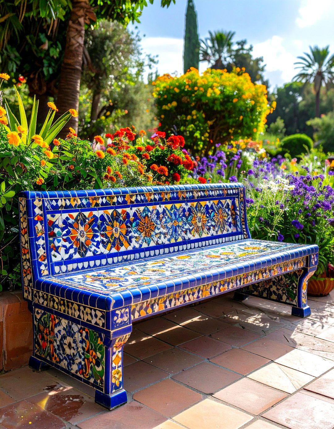 Mosaic Decorative Bench - 24 Garden Bench Ideas