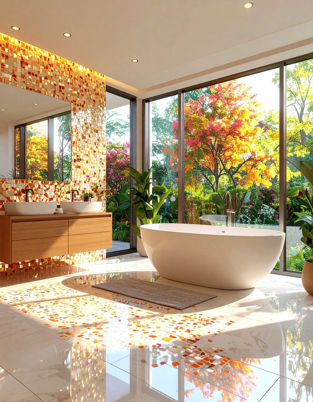 Mosaic Glass Tile Designs - 24 Bathroom Wall Ideas