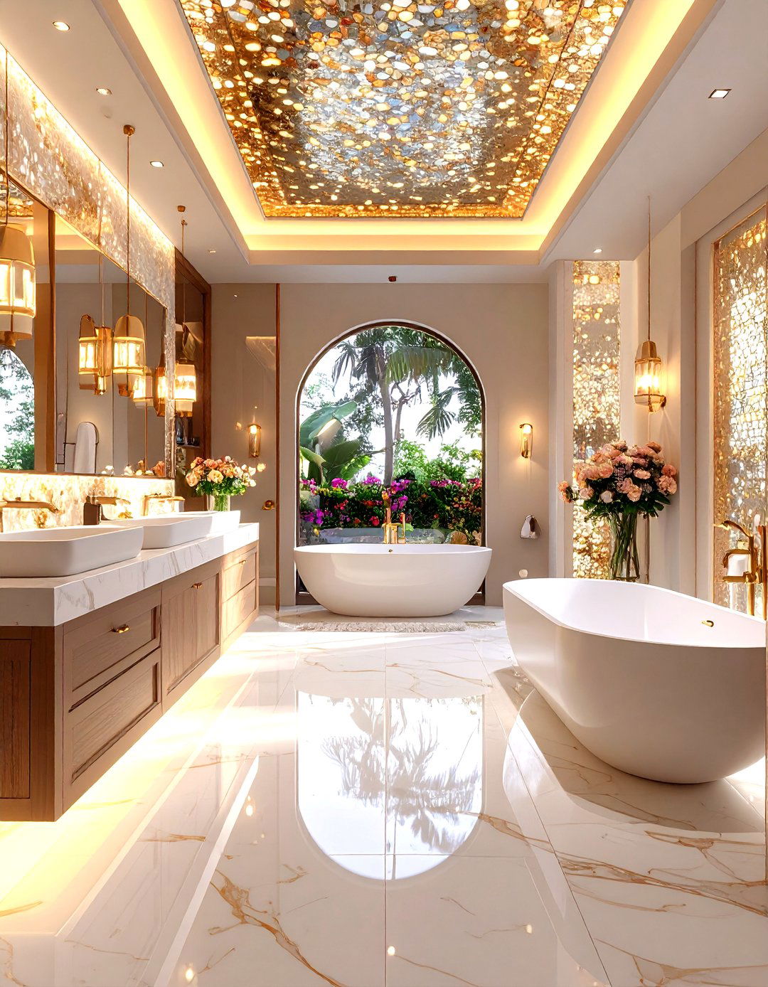 Mosaic Masterpiece - 24 White and Gold Bathroom Ideas