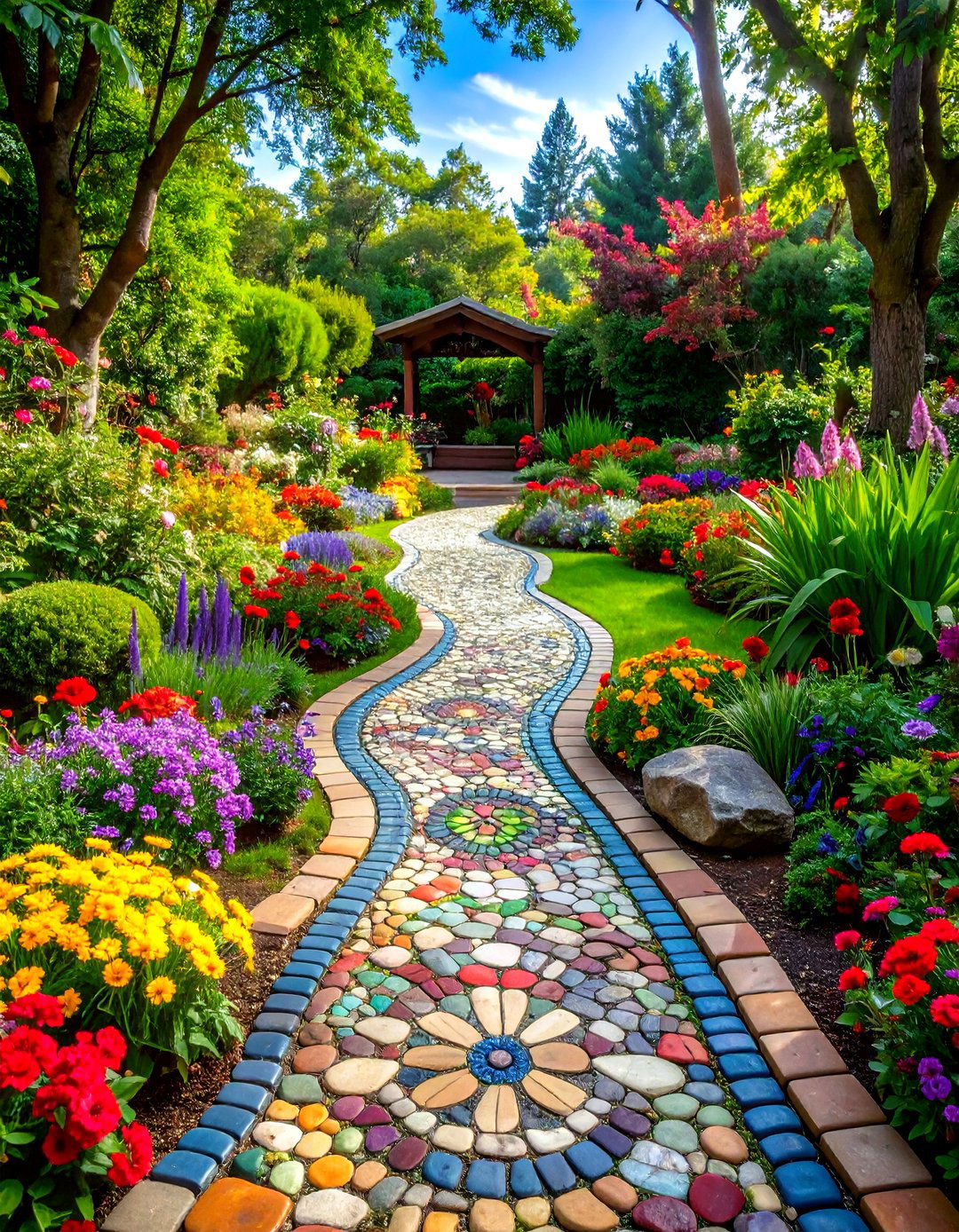 Mosaic Paver Artistic Expression - 24 Paver Walkway Ideas