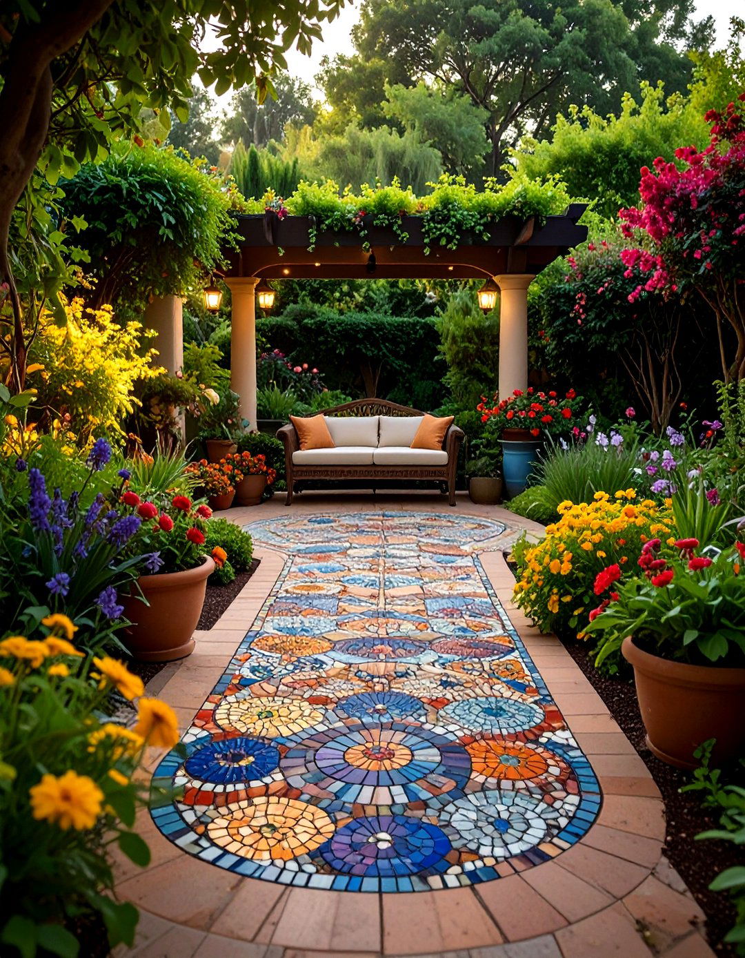 Mosaic Paver Patio with Artistic Expression - 24 Paver Patio Ideas