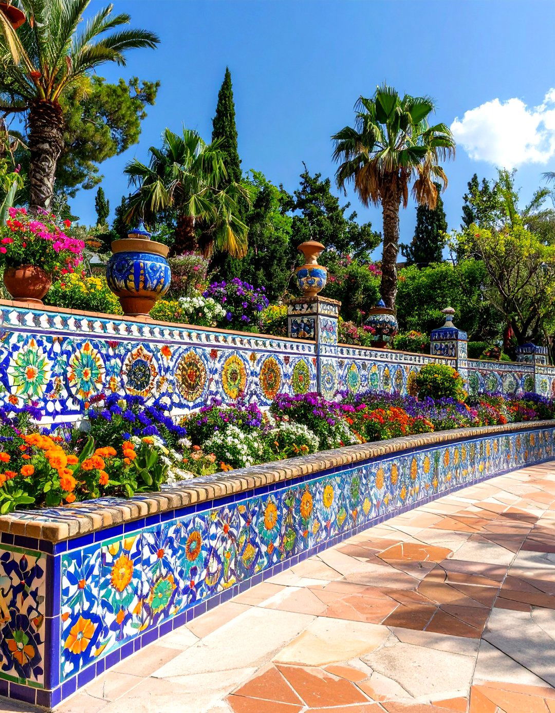 Mosaic Retaining Walls - 24 Mosaic Garden Ideas