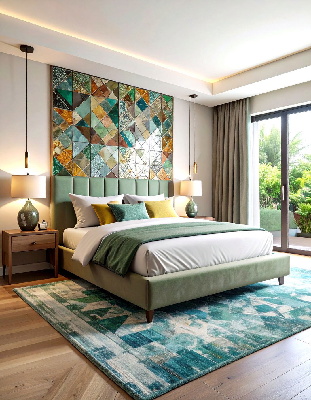 Mosaic Tile Accent Wall - 24 Bedroom Accent Wall Ideas