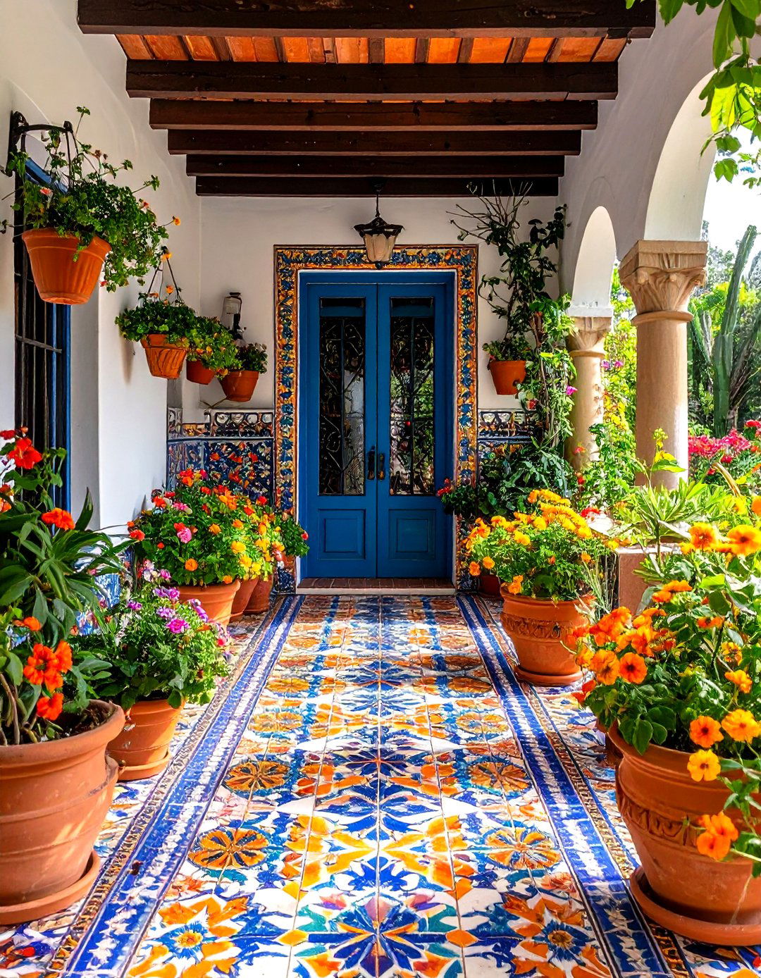 Mosaic Tile Accent Walls - 24 spanish style front porch ideas