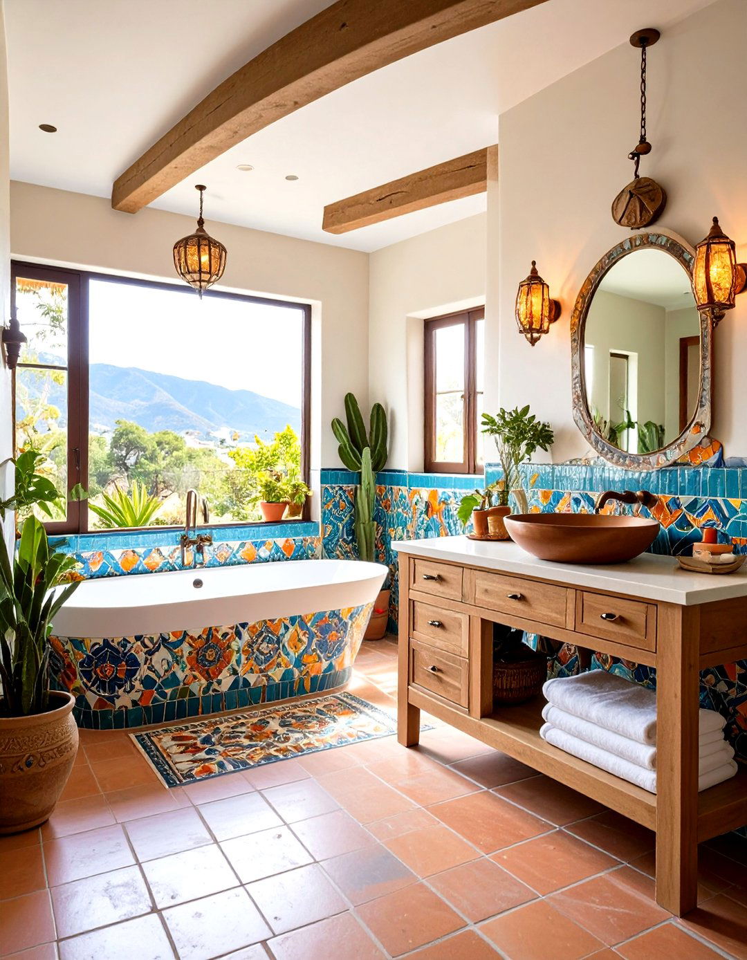 Mosaic Tile Art Bathroom - 24 Mexican Bathroom Ideas
