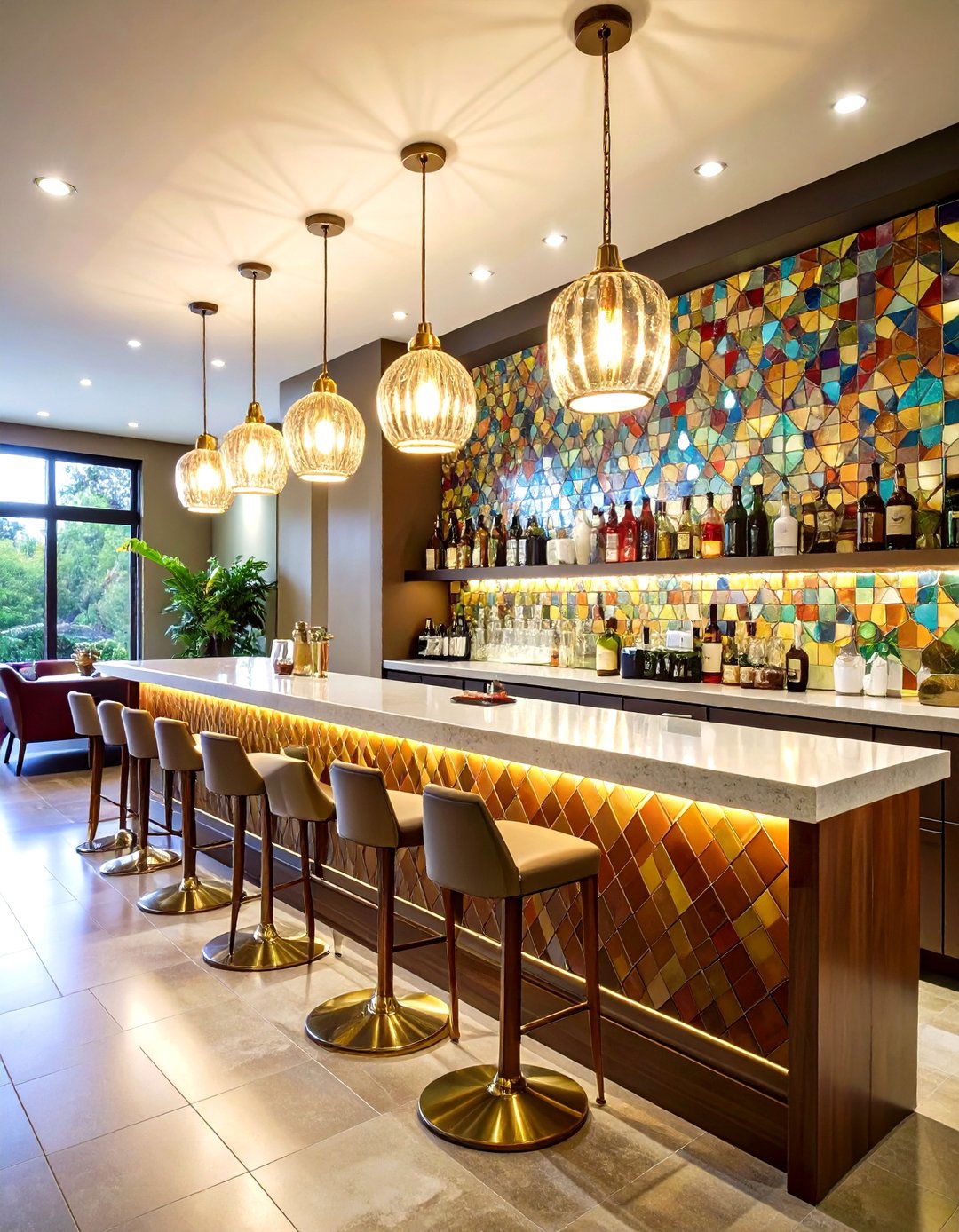 Mosaic Tile Basement Accent Wall - 24 Basement Accent Wall Ideas