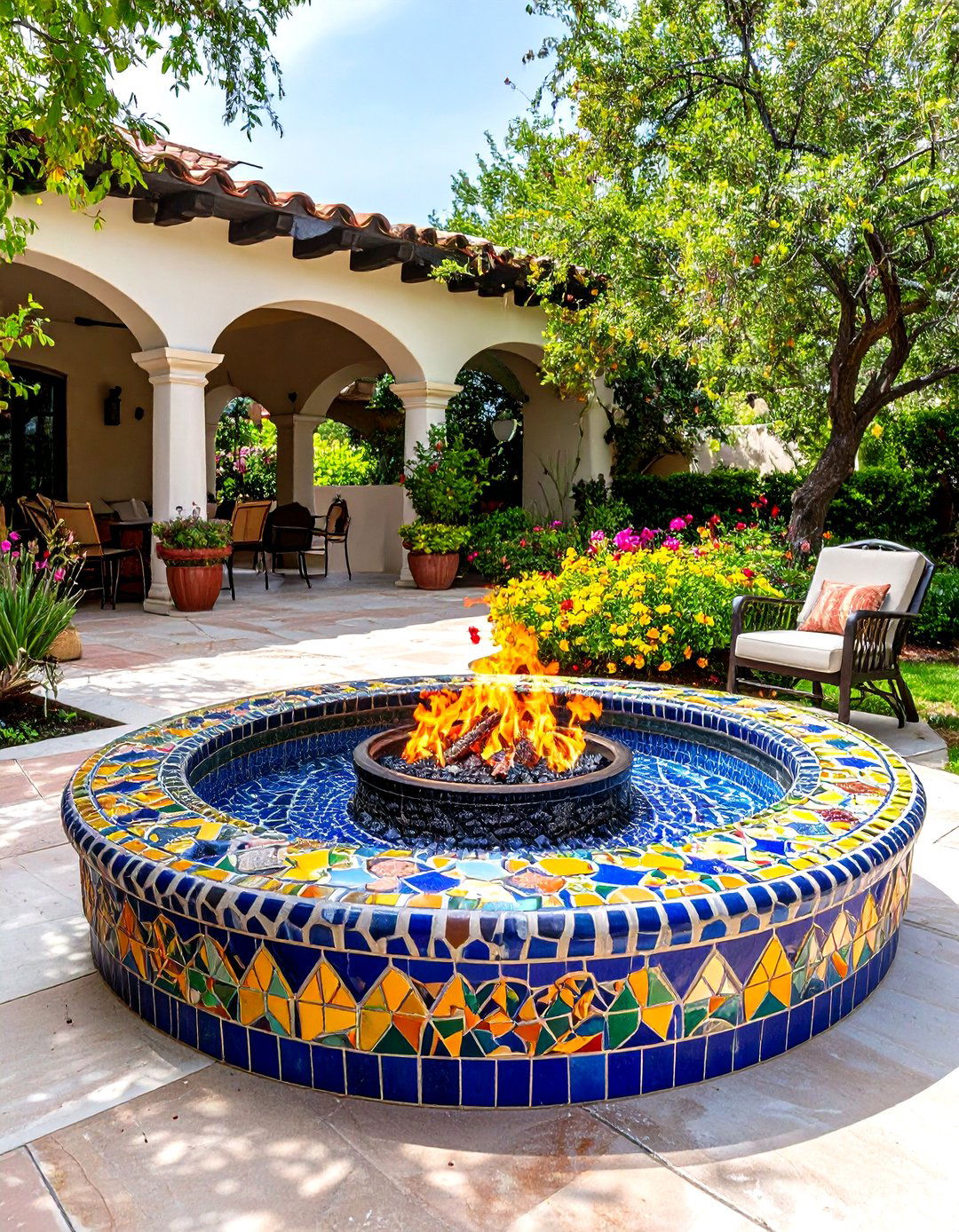 Mosaic Tile Decorative Ring - 24 Wood Burning Fire Pit Ideas