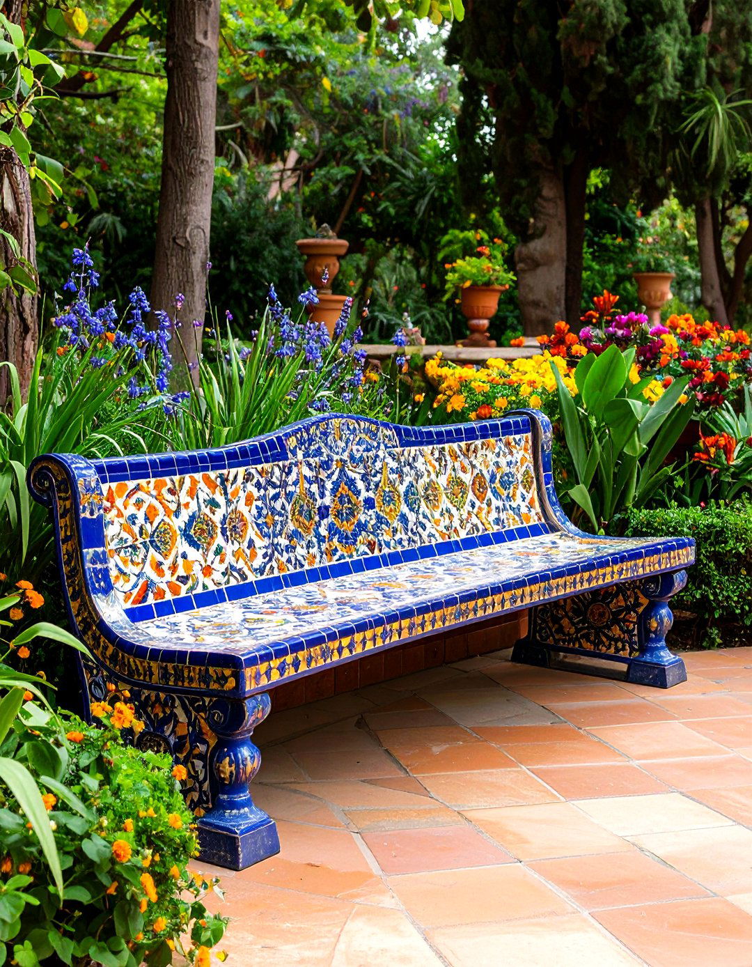 Mosaic Tile Fire Pit Benches - 24 Fire Pit Seating Ideas
