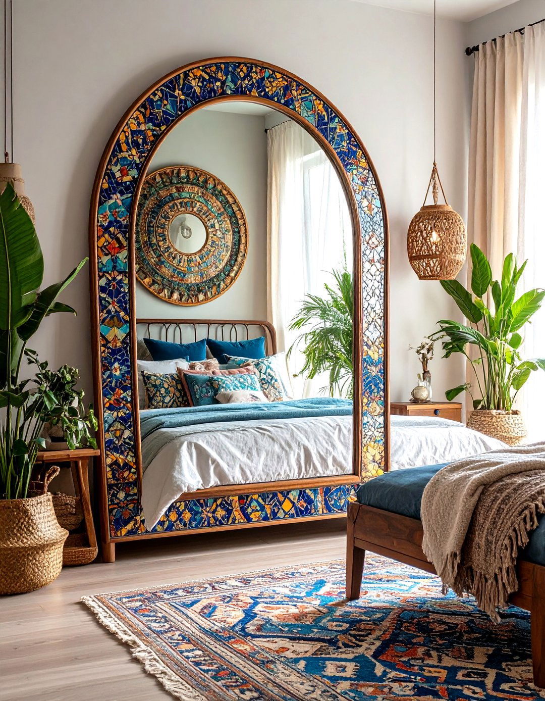 Mosaic Tile Frame Artistic Mirror - 24 Bedroom Mirror Ideas