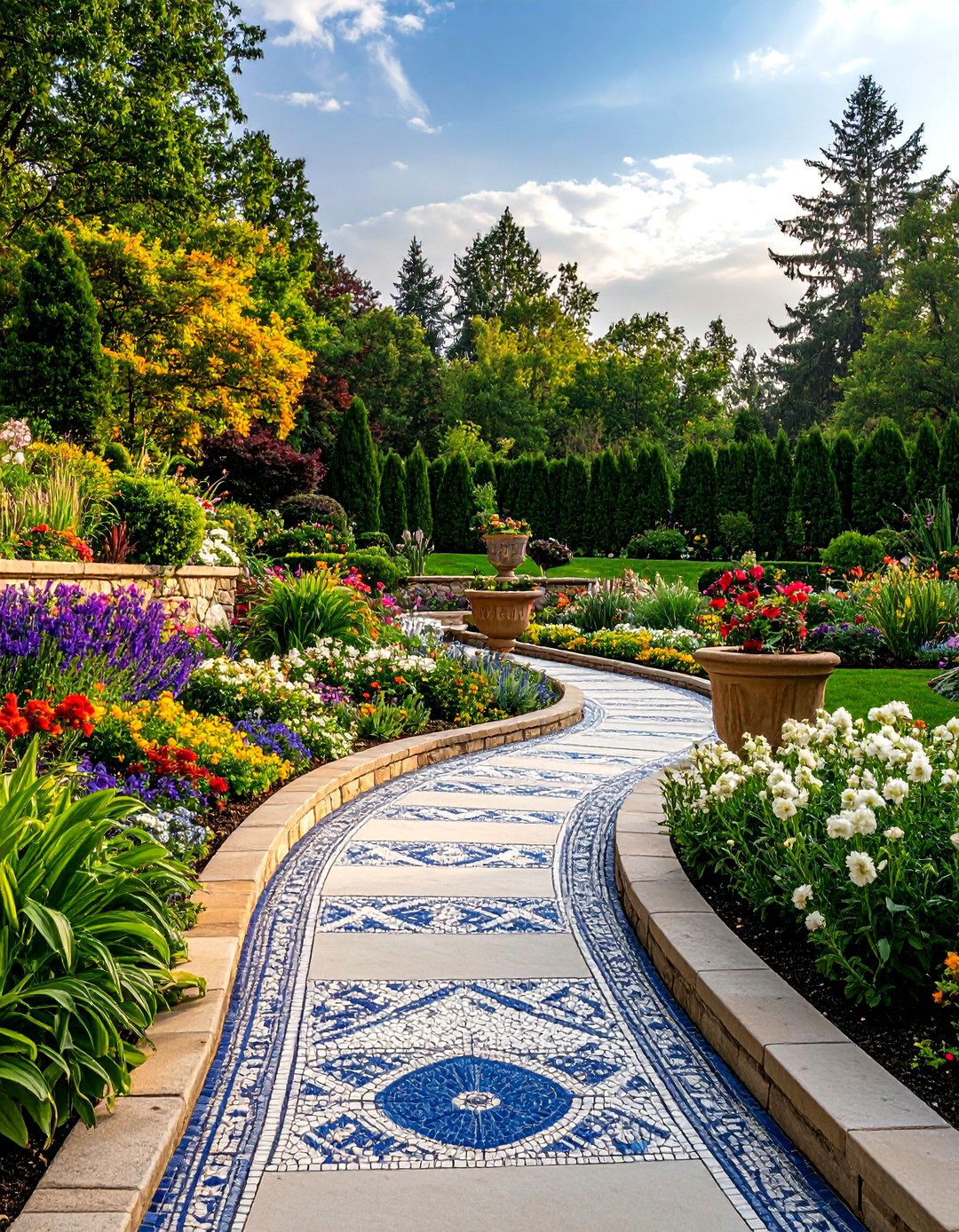Mosaic Tile Garden Artistry - 24 Greek Garden Ideas