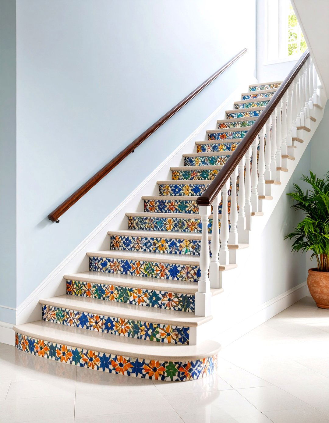 Mosaic Tile Patterns - 24 Stair Riser Ideas