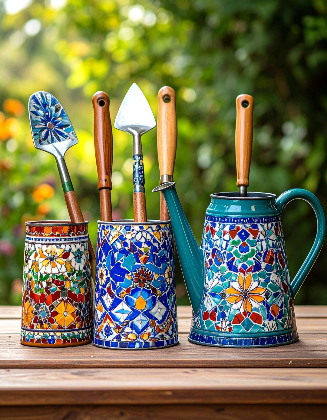 Mosaic Tool Decorations - 24 Mosaic Garden Ideas