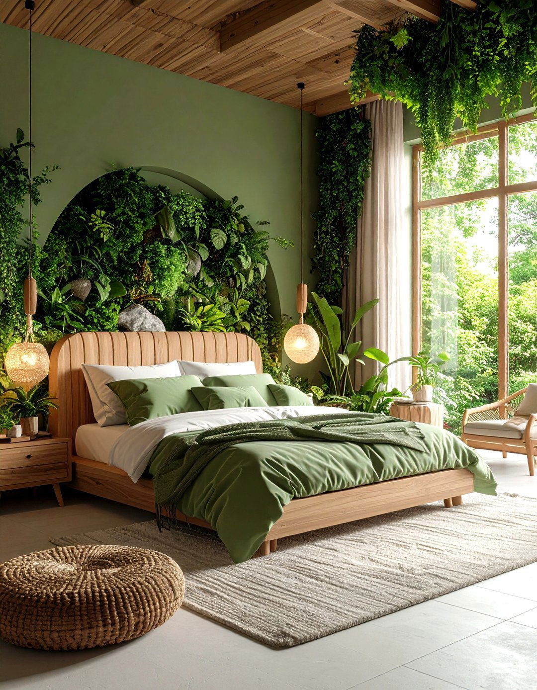 Moss Green Natural with Organic Shapes - 24 blue and green bedroom ideas