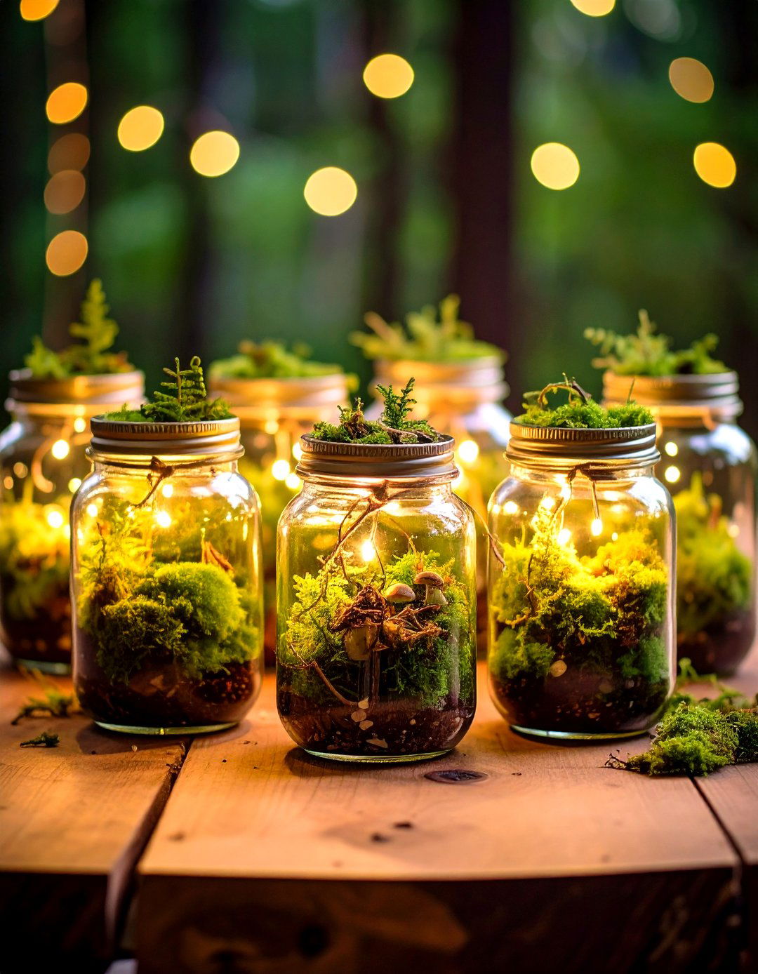 Moss and Mushroom Forest Themes - 24 Mason Jar Centerpiece Ideas