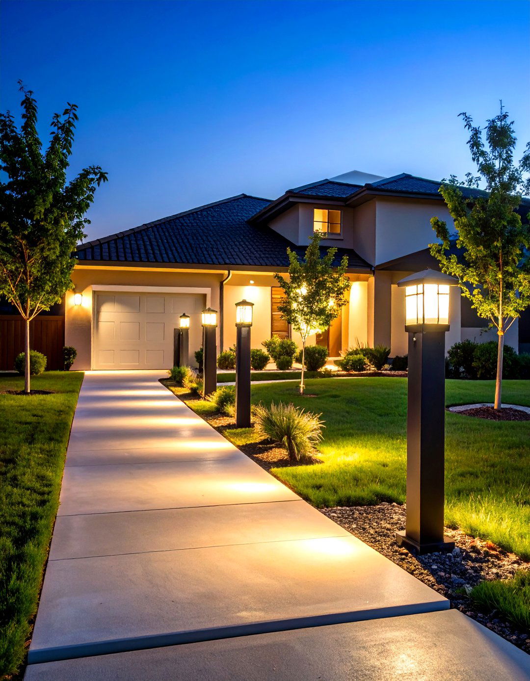 Motion Sensor Post Light Networks - 24 Driveway Lighting Ideas
