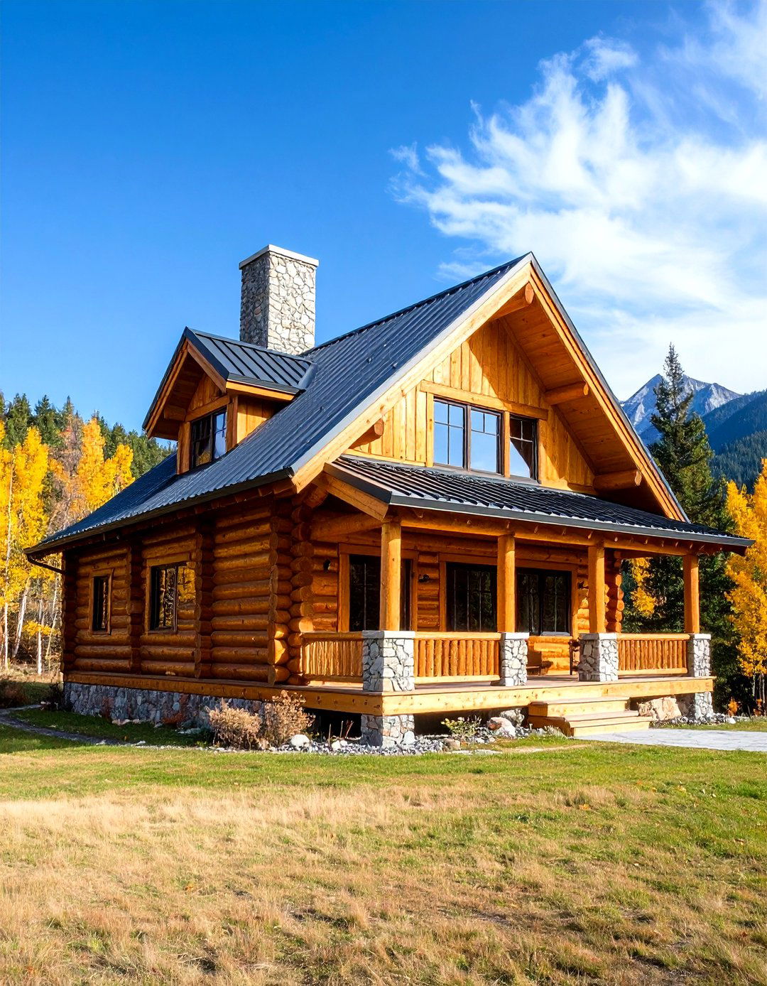 Mountain Cabin Retreat - 24 houses with blue metal roofs