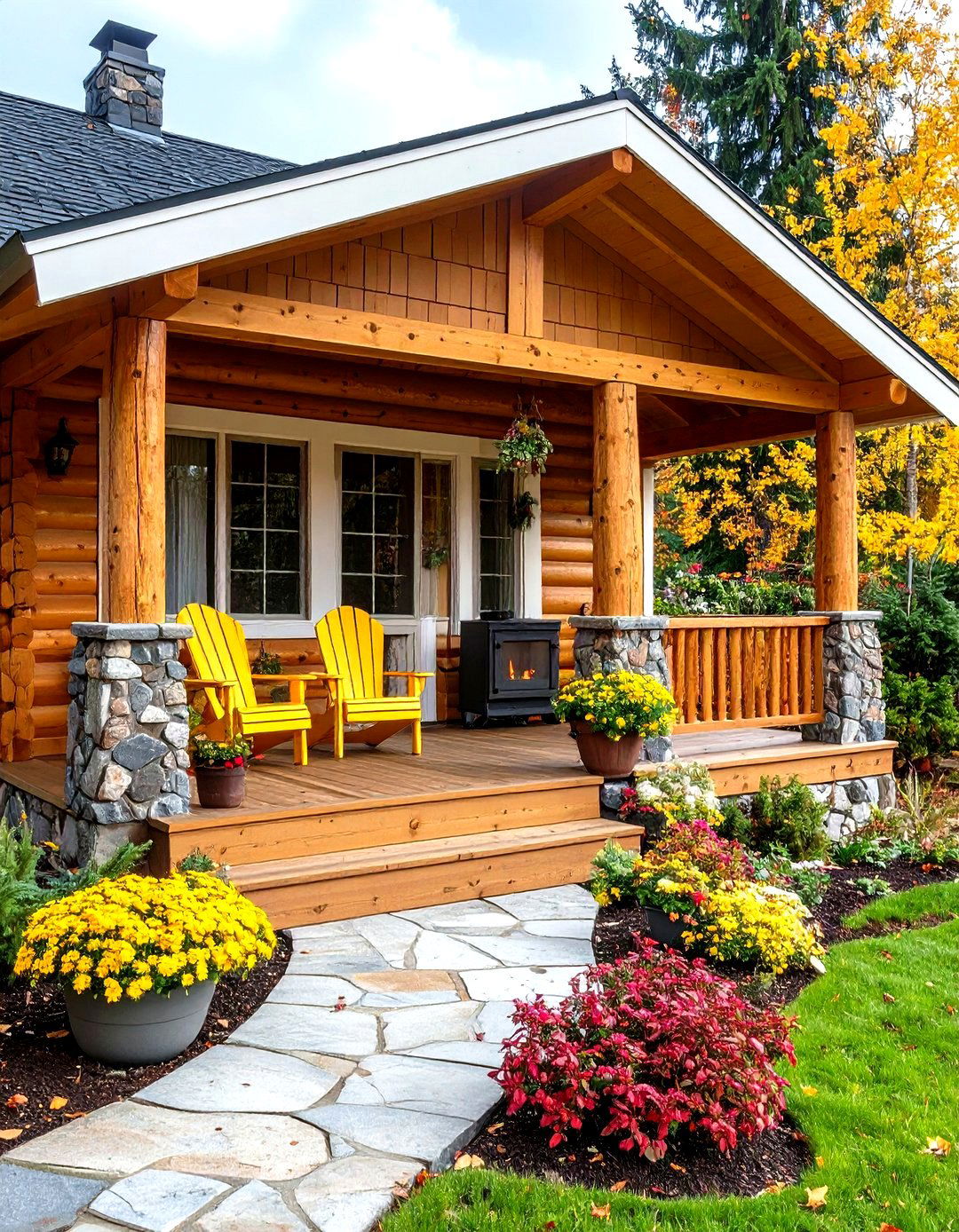 Mountain Lodge Front Porch Deck - 24 Front Porch Deck Ideas