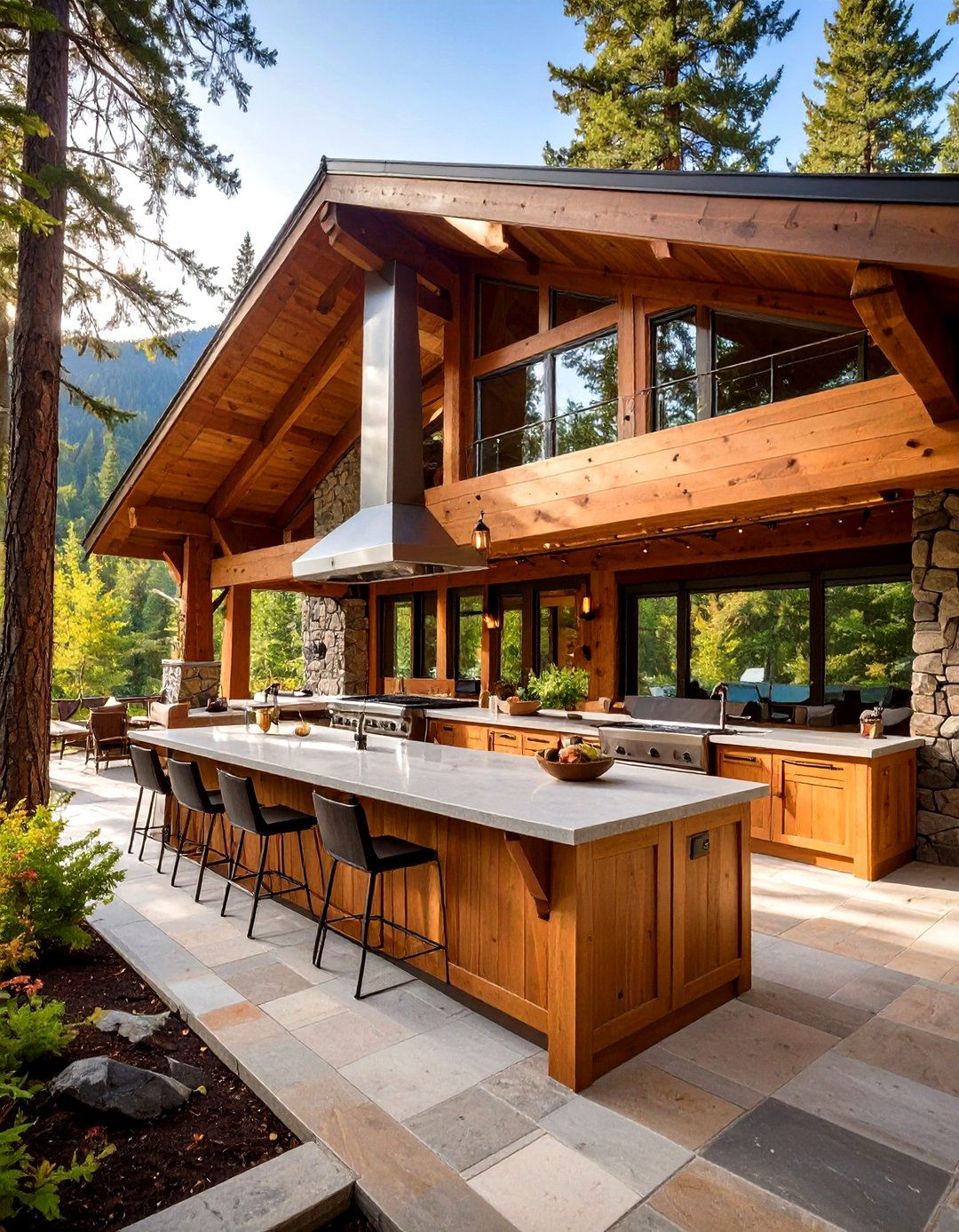 Mountain Lodge Retreat Style - 24 Outdoor Kitchen with a Gazebo Ideas