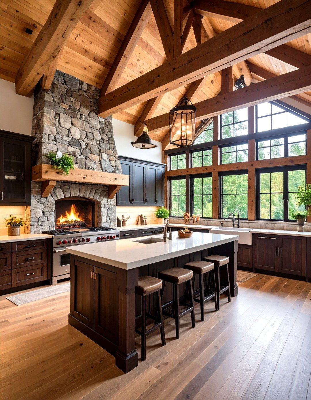 Mountain Lodge Vaulted Kitchen - 24 Vaulted Ceiling Kitchen Ideas