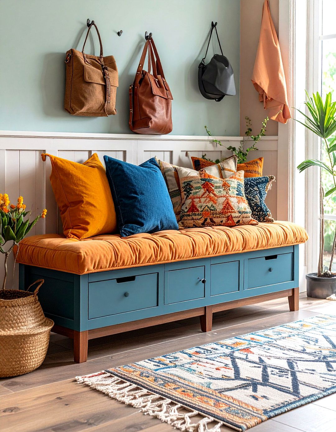 Mudroom Bench with Drawers - 24 Mud Room Ideas
