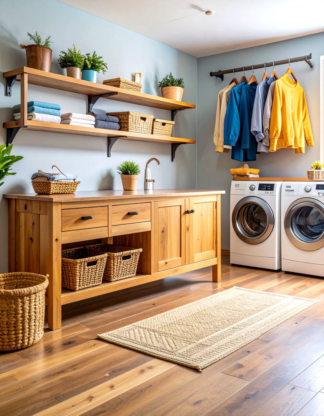 Mudroom Bench with Storage Laundry Room - 24 Rustic Laundry Room Ideas