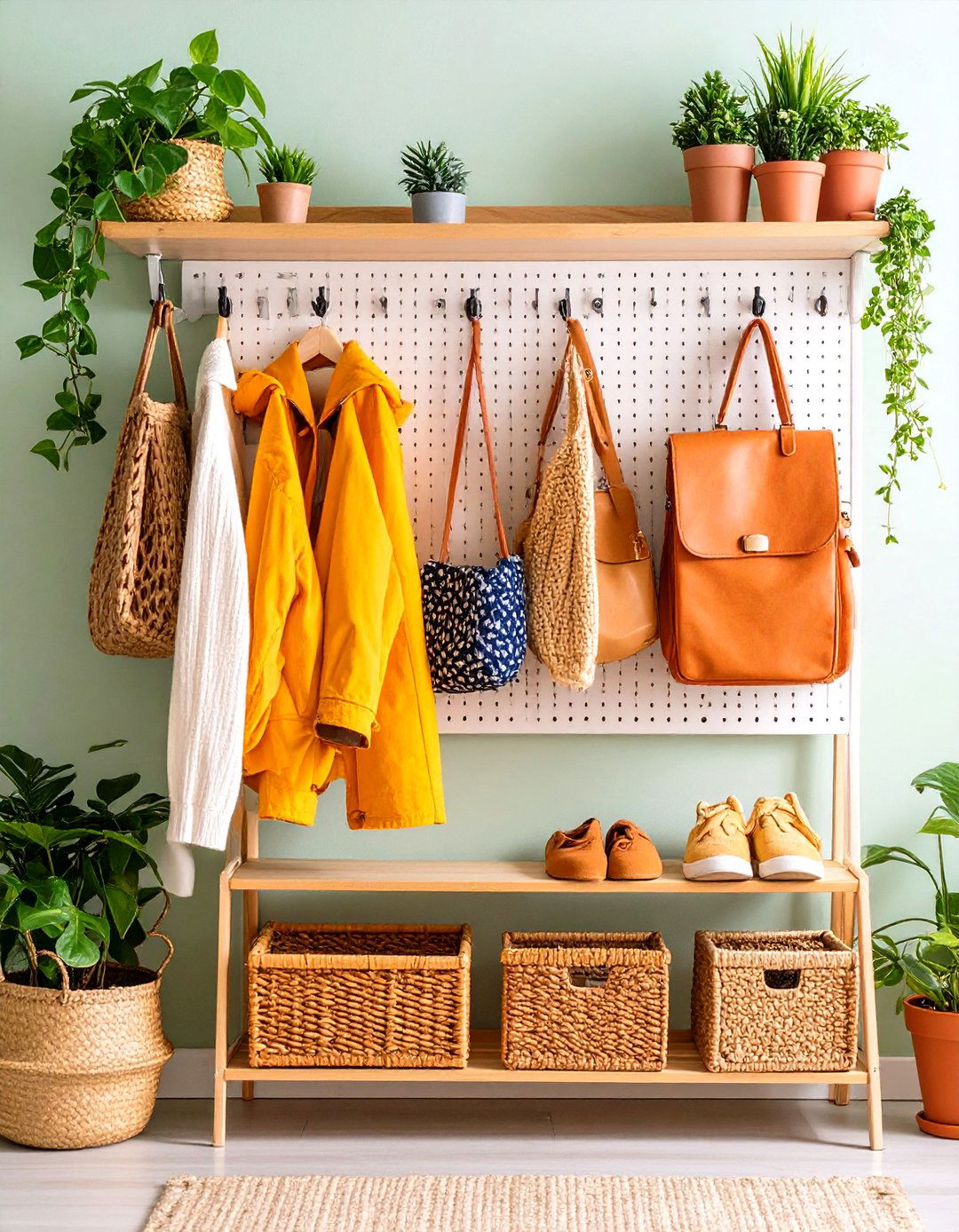 Mudroom Entry Organization - 24 Pegboard Ideas