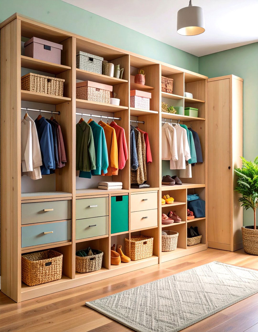 Mudroom Style Entry Closet with Individual Family Cubbies - 24 Entry Closet Ideas