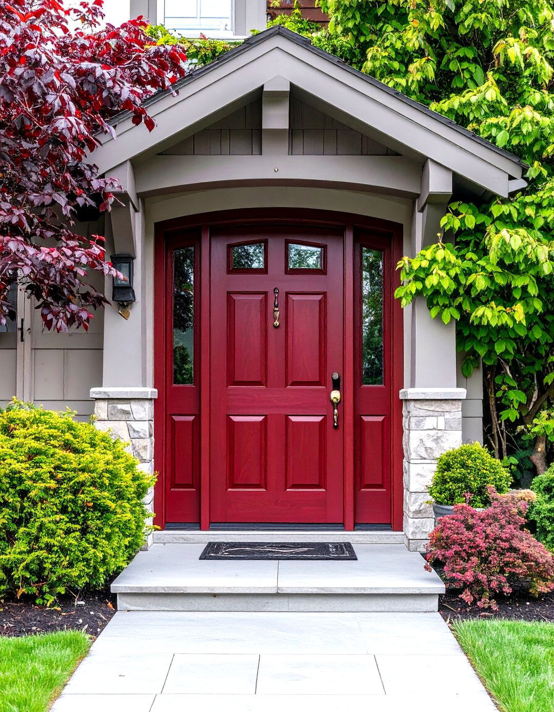 Mulberry Deep Red Stained Front Door - 24 Stained Front Door Ideas