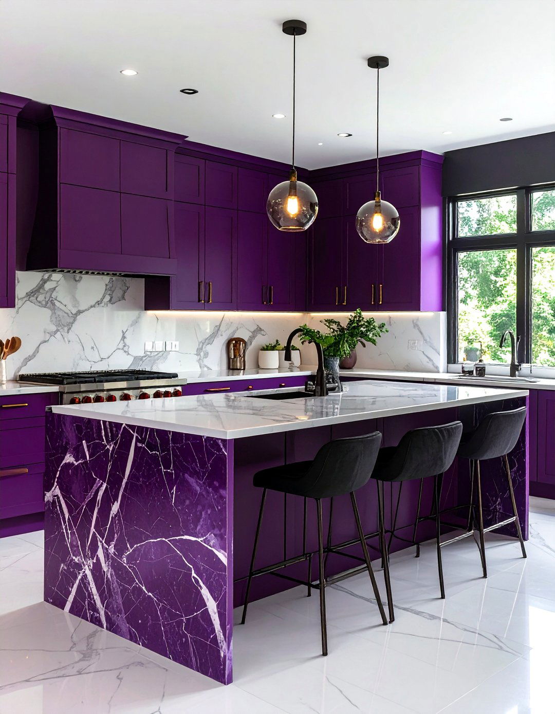 Mulberry Kitchen Island Workspace - 24 Purple Kitchen Ideas