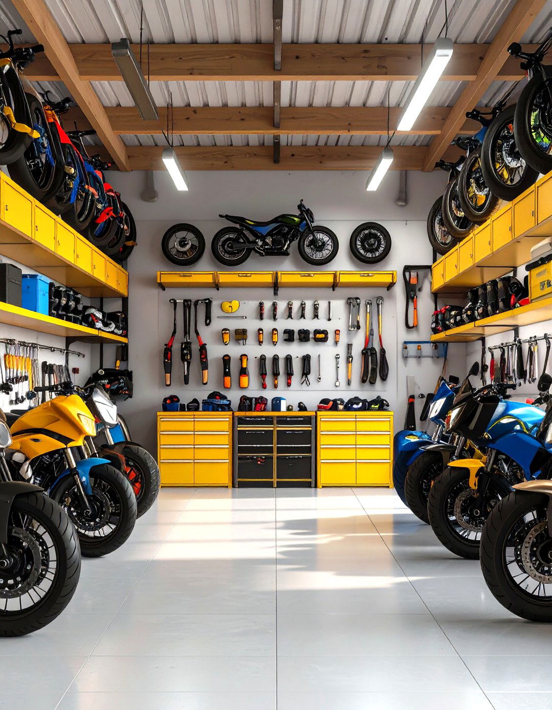 Multi Bike Storage Layout - 24 Motorcycle Garage Ideas