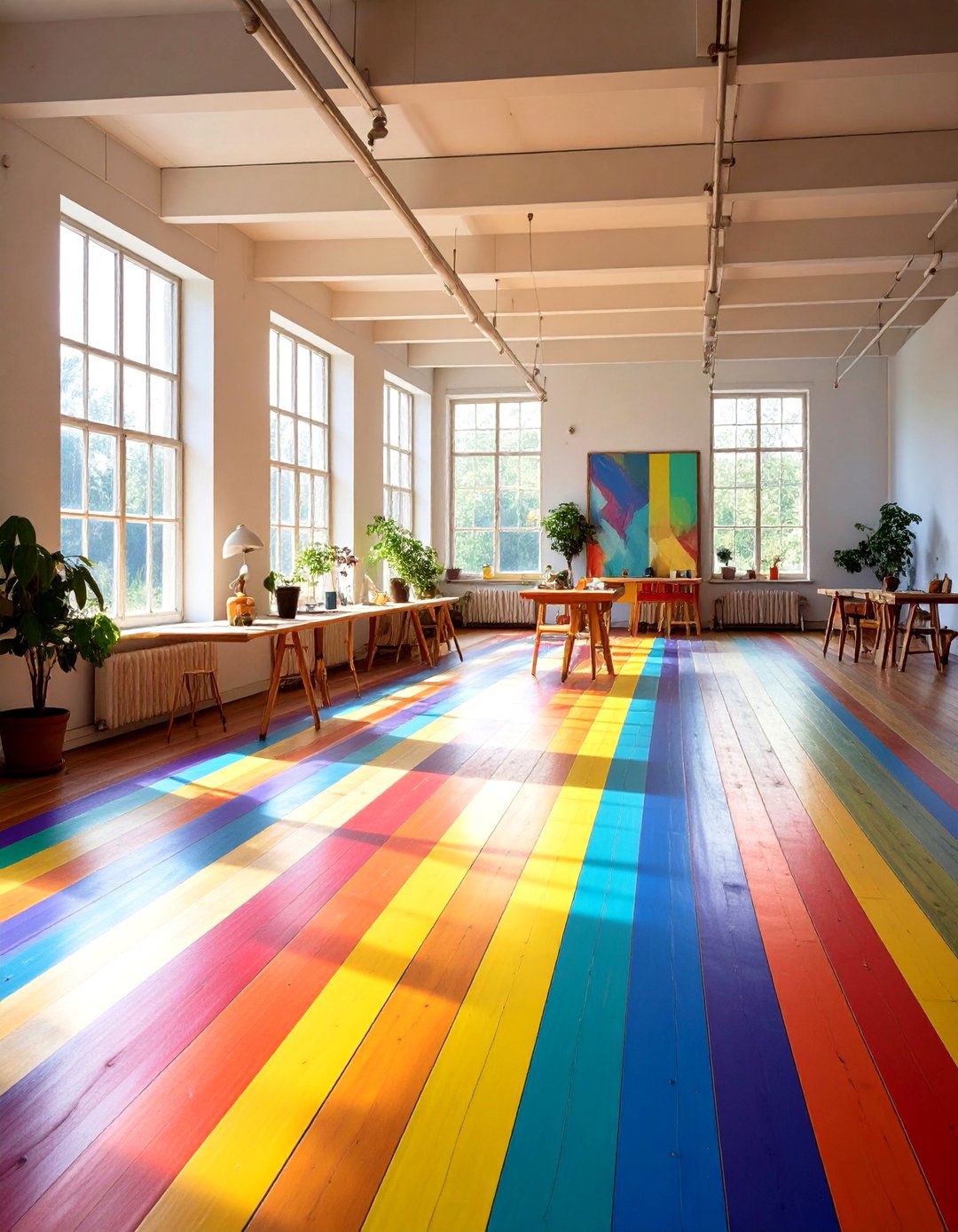Multi Color Striped Floor - 24 Painted Floor Ideas