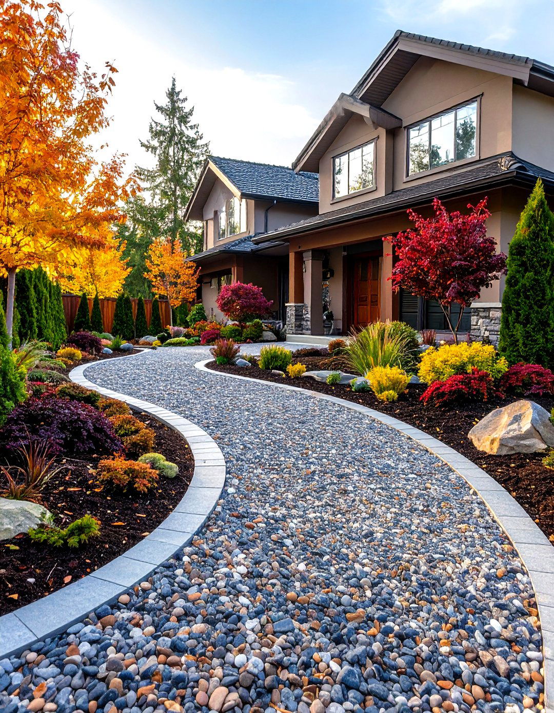 Multi Colored Gravel Blend - 24 Gravel Driveway Ideas