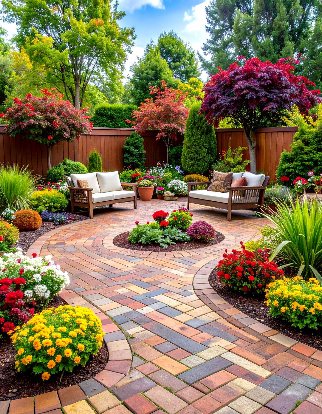 Multi Colored Herringbone Brick Blend Patio - 24 herringbone brick patio designs