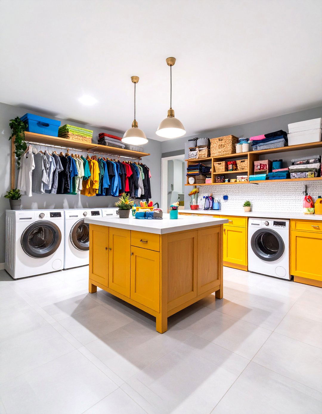 Multi Functional Basement Laundry and Craft Room - 24 basement laundry room ideas