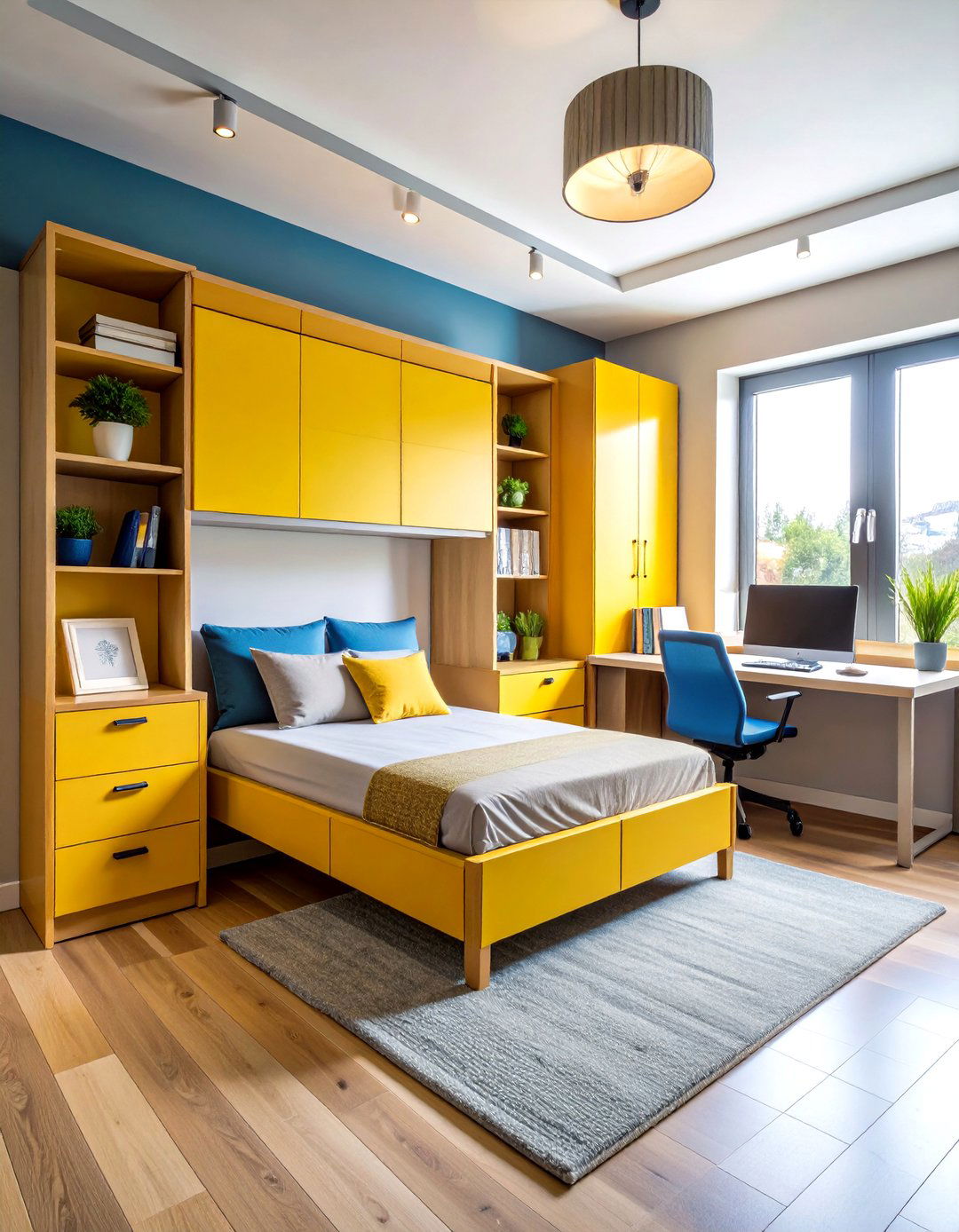 Multi Functional Office with Murphy Bed Integration - 24 Small Office Ideas