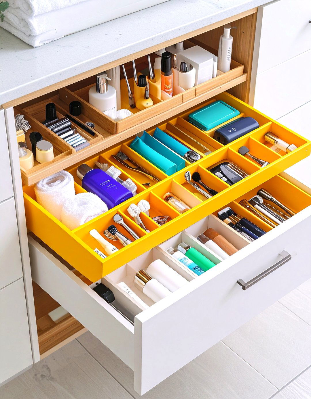 Multi Functional Organization with Integrated Tool Storage - 24 Bathroom Drawer Organization Ideas
