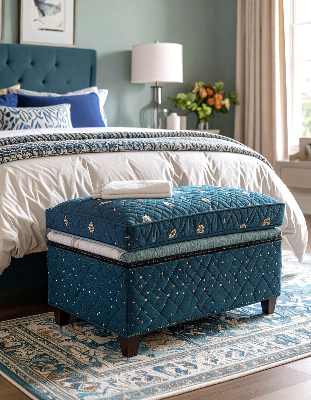 Multi Functional Ottoman Storage - 24 Small Guest Bedroom Ideas