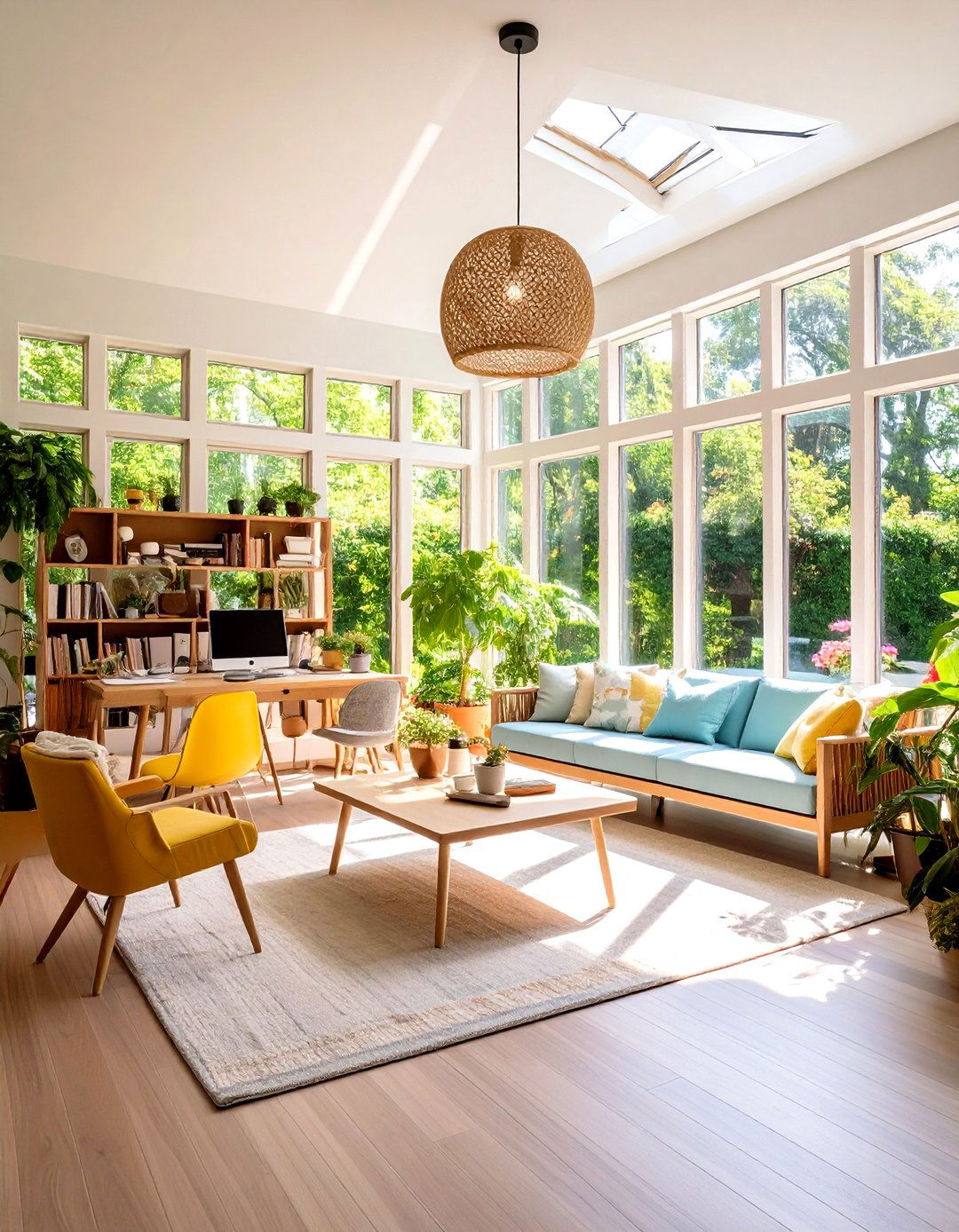 Multi Generational Sunroom Office - 24 Sunroom Office Ideas