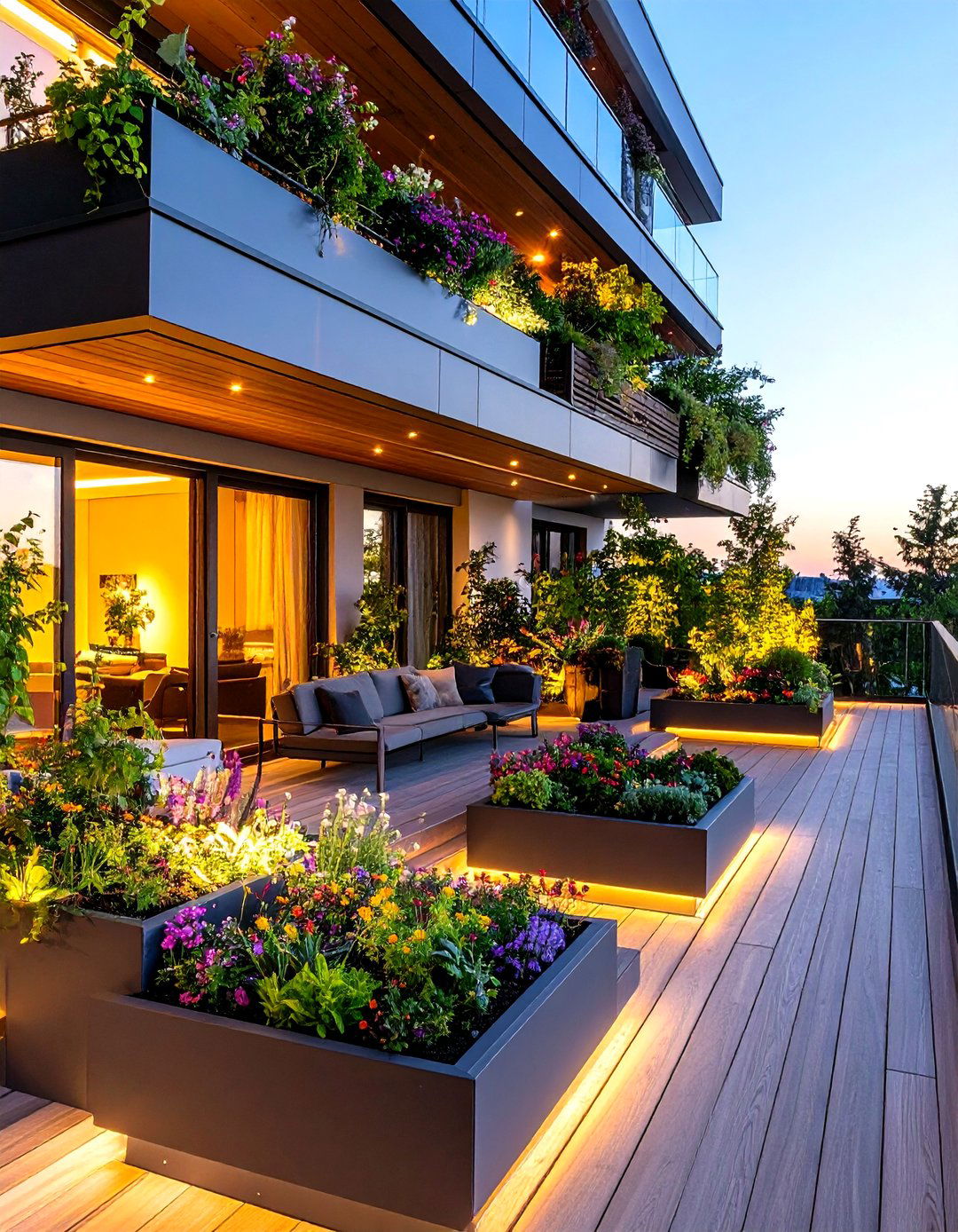 Multi Level Balcony with Raised Planters - 24 Second Story Balcony Ideas