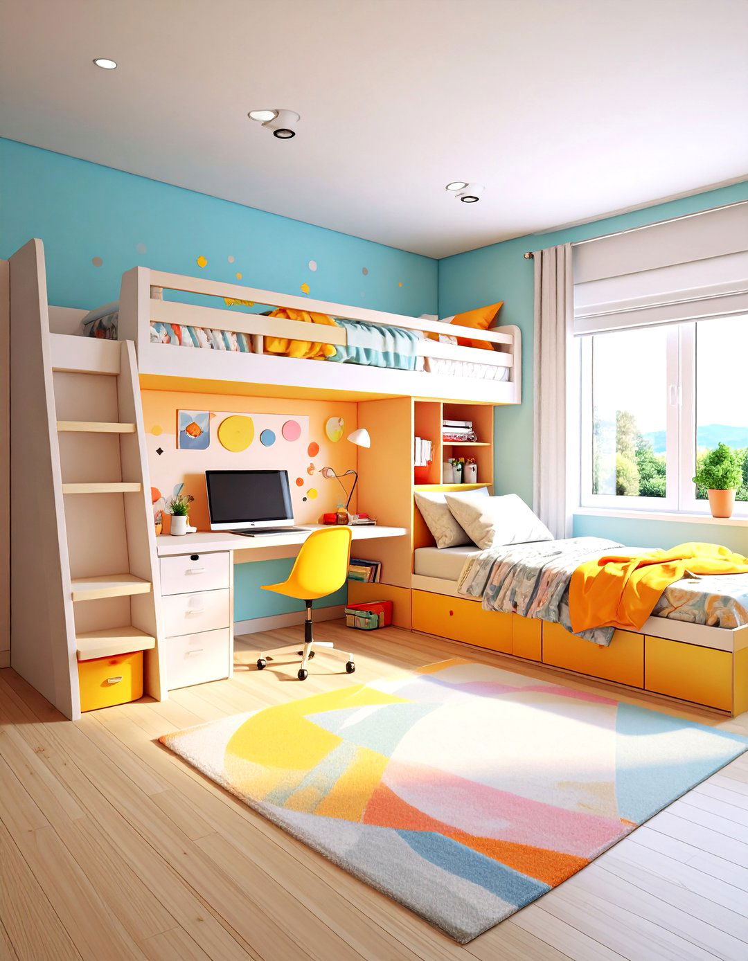 Multi Level Bunk Bed Study Station - 24 Homeschool Room Ideas