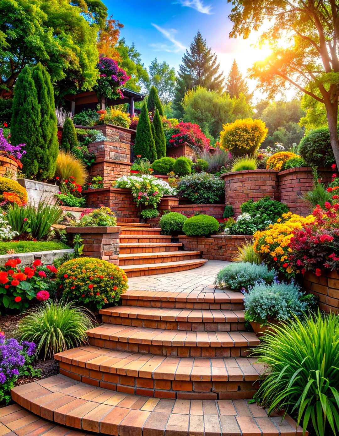 Multi Level Cascading Design - 24 Brick Edging Ideas