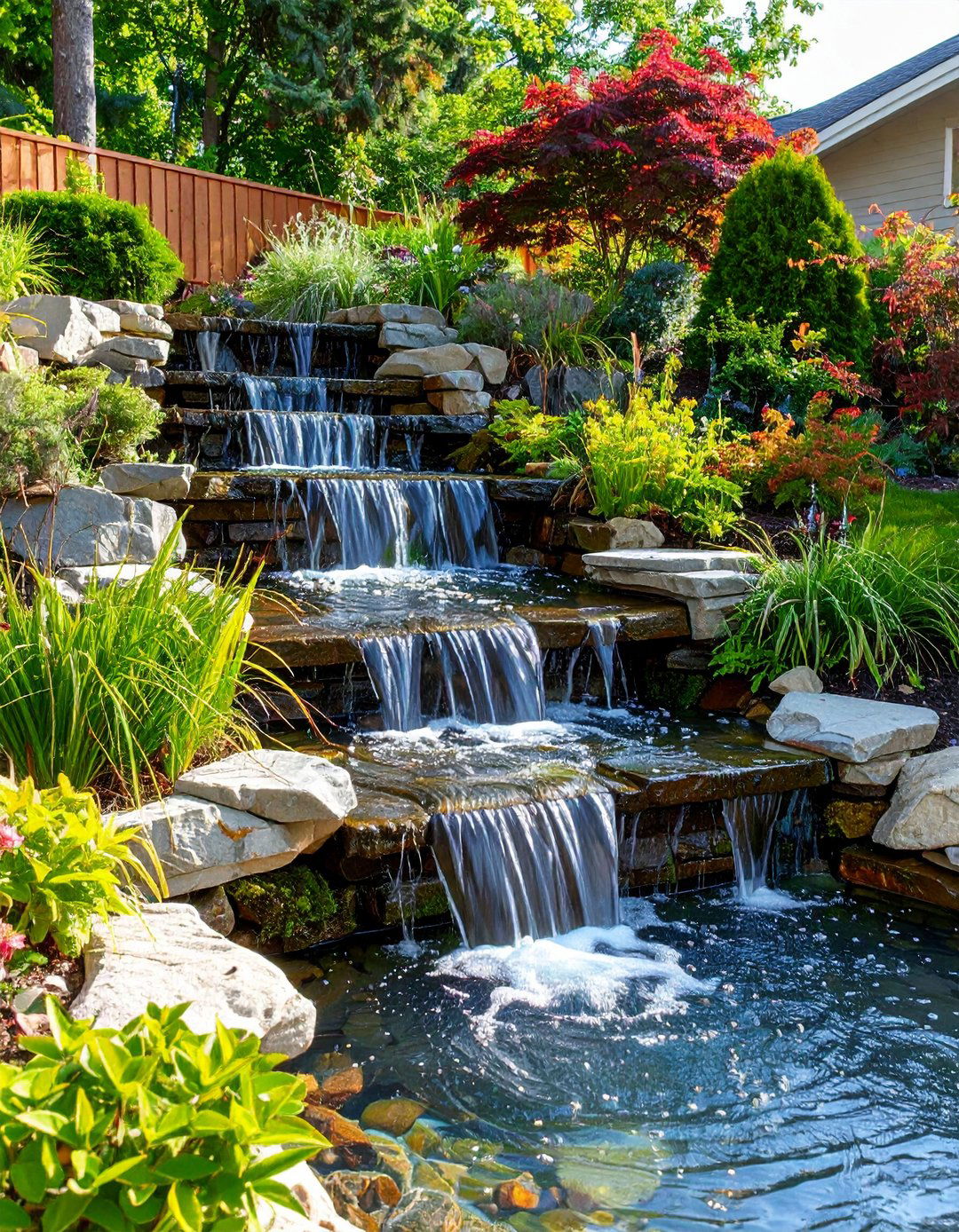 Multi Level Cascading Raised Pond System - 24 Raised Garden Pond Ideas