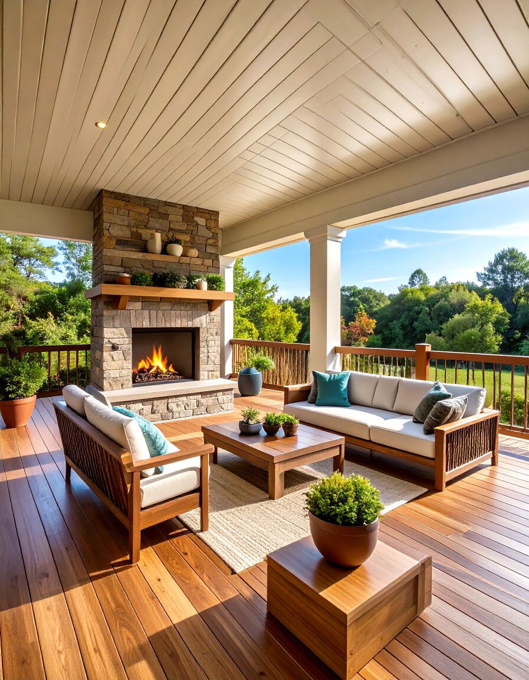 Multi Level Covered Deck Fireplace - 24 Covered Deck With Fireplace Ideas