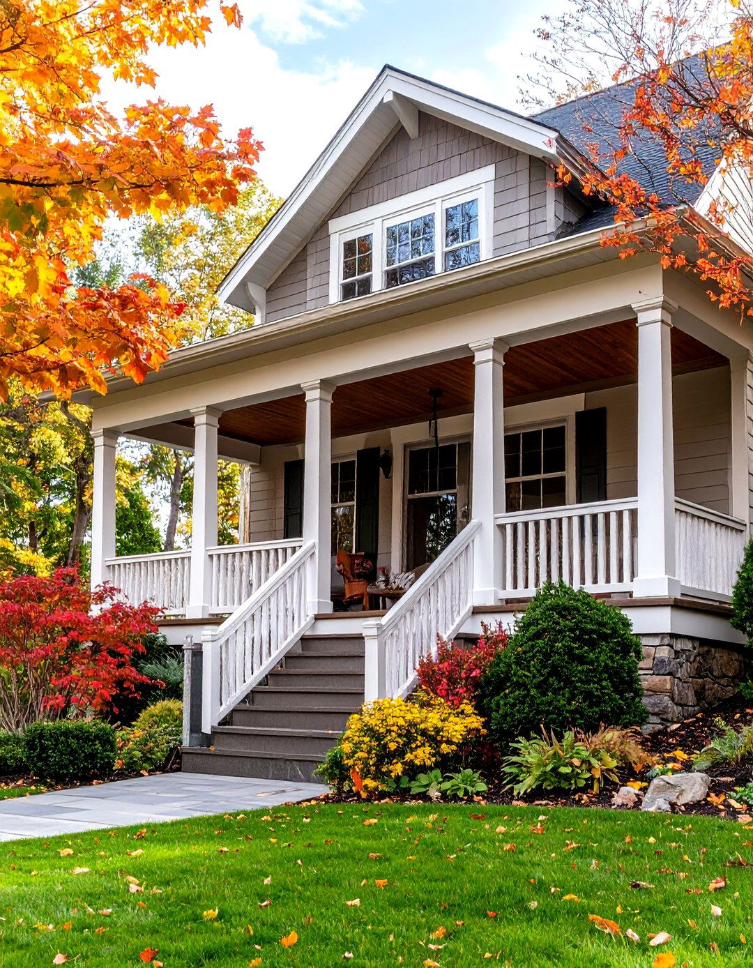 Multi Level Covered Porch with Graduated Heights - 24 Covered Porch Ideas